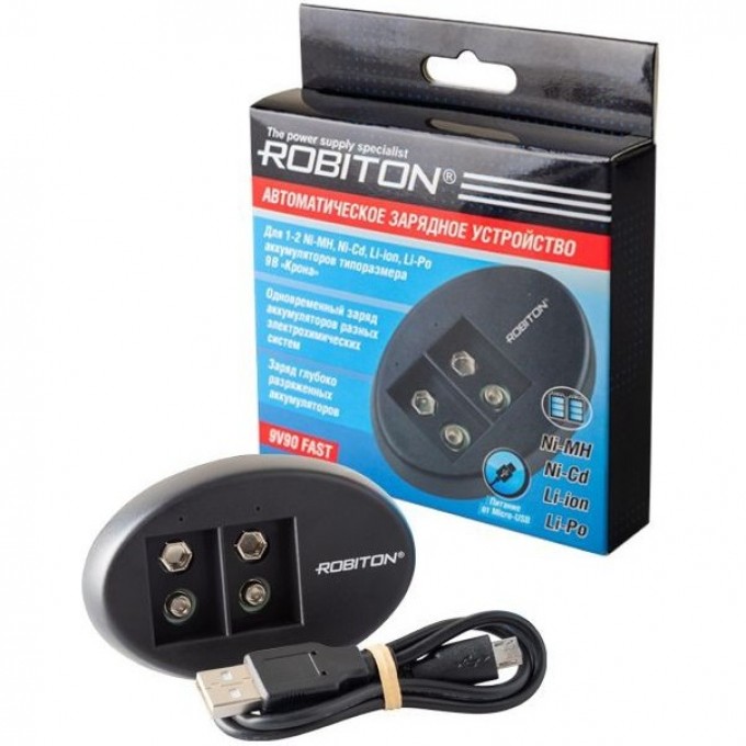 Зарядное устройство для аккумуляторов крона ROBITON 9V90 FAST BL1 18105 Зарядное устройство для аккумуляторов крона ROBITON 9V90 FAST BL1 18105
